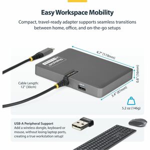 StarTech.com USB-C zu Quad-Monitor Workstation Adapter, 4K 60Hz DisplayPort, 140W PD Passthrough zum Laden von Laptops, 1x