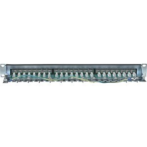 Intellinet Network Solutions Patch Panel, Cat6, FTP, 24-Port, 1U, Shielded, 90 degree Top-Entry Punch-Down Blocks, Black -