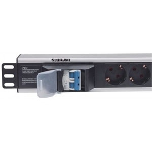 19" 1.5U Rackmount 6-Way Power Strip - German Type" , With Double Air Switch, No Surge Protection, 1.6m Power Cord (2 PIN 