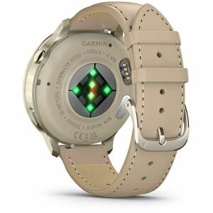 Garmin Venu 4 Smart Watch - Lunar Gold Case Color - Bone, Light Sand Band Color - Stainless Steel, Metal Body Material - F