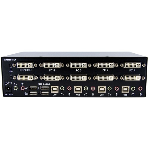 StarTech.com 4 Port Dual DVI USB KVM Switch/ Umschalter mit Audio und USB 2.0 Hub - 4 Computer - 1 Lokaler Benutzer(n) - Q