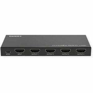 Value 4-way HDMI Splitter - Black - 3840 x 2160 - 1 x HDMI In - 4 x HDMI Out