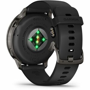 Garmin Venu 4 Smart Watch - Slate Case Color - Black Band Color - Stainless Steel, Metal Body Material - Fiber Reinforced 