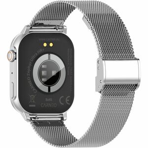 Carneo Zephyr Ultra HR+ Smart Watch - 10 mm Case Thickness - Silver Body Color - Silver, Grey Band Color - Metal, Tempered