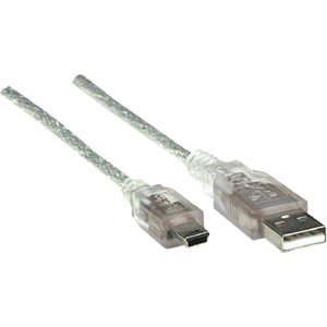 Manhattan Cable USB V2.0 A-Mini B 1.8M Plata - Cable for Concentrador USB, Portátil, Computadora de escritorio, Computador