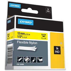 Etiquette pour Câbles Dymo RhinoPRO 18490 - 12,70 mm Largeur - Impression thermique directe - Jaune - Nylon - 1 Unité
