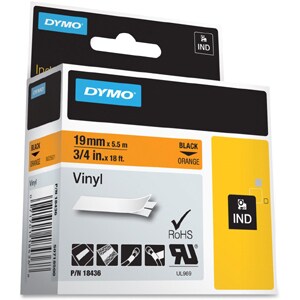 Ruban d'étiquettes Dymo RhinoPRO - 19 mm Longueur - Orange - Vinyle