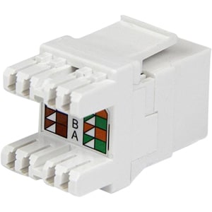 StarTech.com 180° Cat 6 Keystone Jack - RJ45 Ethernet Cat6 Wall Jack White - 110 Type - Terminate Cat6 cables at a 180° an
