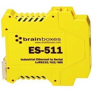 Brainboxes Industrial Ethernet to Serial 1xRS232/422/485 - DIN Rail Mountable - PC, Linux - 1 x Number of Serial Ports Ext