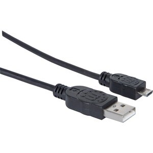 Manhattan Cable USB V2 A-Micro B, Bolsa PVC 1.8M Negro - Cable for Portátil - 480Mbit/s - Apantallado - Níquel Contacto ch