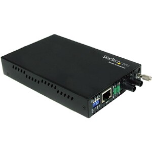 StarTech.com Transceiver/Media Converter - TAA Compliant - 2 Port(s) - 1 x Network (RJ-45) - 1 x ST - DuplexST Port - Twis
