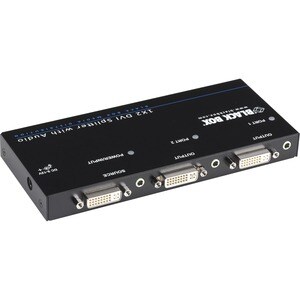 Black Box DVI-D Splitter with Audio and HDCP, 1 x 2 - Audio Line In - Audio Line Out - DVI In - DVI Out