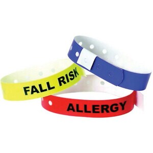 Zebra Color Coded Label - "ALLERGY" - 1" Width x 10" Length - Permanent Adhesive - Rectangle - Laser - Red - Synthetic, Ty