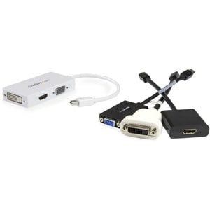 StarTech.com Travel A/V Adapter: 3-in-1 Mini DisplayPort to VGA DVI or HDMI Converter - White - Connect a Mini DisplayPort