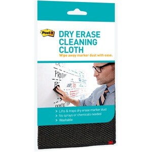 Post-it® Dry-Erase Cleaning Cloth - 10.60" Width x 10.60" Length - Used as Dust Remover, Mark Remover - Washable - Black -