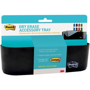 Post-it® Dry-Erase Accessory Tray - 5.2" Height x 8.4" Width x 3" Depth - Plastic - Black - 1 Each
