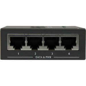 StarTech.com 4 Port Gigabit Midspan - PoE+ Injector - 802.3at and 802.3af - Wall-mountable Power over Ethernet Midspan - 5