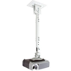 Atdec TH-WH-PJ-CM Ceiling Mount for Projector - White, Silver - Height Adjustable - 14.97 kg Load Capacity - Steel