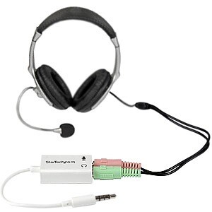 StarTech.com 3.5mm 4 Position to 2x 3 Position 3.5mm Headset Splitter Adapter M/F - White - Cable for Audio Device, Speake