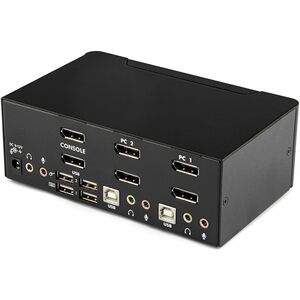 StarTech.com 2-Port DisplayPort KVM Switch - Dual-Monitor - 4K 60 - with Audio & USB Peripheral Support - DP 1.2 - USB Hub
