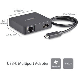 StarTech.com USB Type C Docking Station for Notebook - Black - TAA Compliant - 1 Displays Supported - 4K - 4096 x 2160, 38