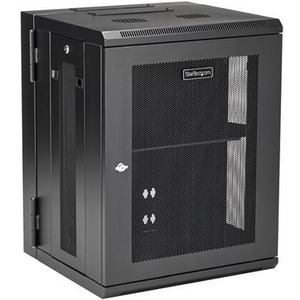 StarTech.com 4-Pfosten 15HE Wand Netzwerkschrank, 19" aufklappbares Wand Server Rack für IT Geräte, abschließbares Rack - 