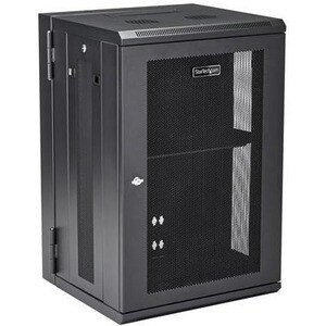 StarTech.com 4-Post 18U Wall Mount Network Cabinet, 19" Hinged Wall-Mounted Server Rack for Data / IT Equipment, Lockable 