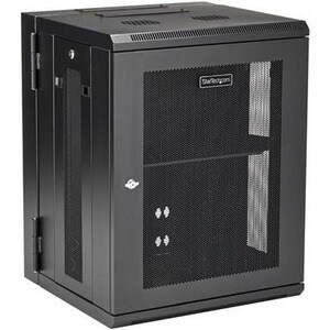 StarTech.com 4-Post 15U Wall Mount Network Cabinet, 19" Hinged Wall-Mounted Server Rack for Data / IT Equipment, Lockable 