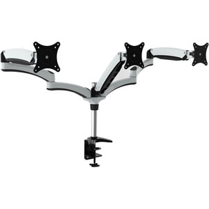 Amer Mounts Hydra3 Clamp Mount for Flat Panel Display, Curved Screen Display - Black, Chrome, White - Height Adjustable - 