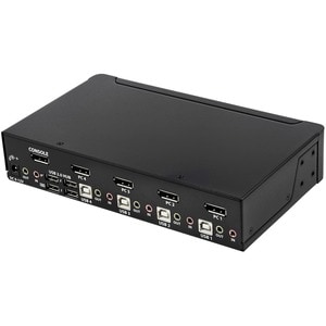 StarTech.com 4 Port DisplayPort KVM Switch - 4K 60Hz - Single Display - UHD DP 1.2 USB KVM Switch with USB 2.0 Hub & Audio