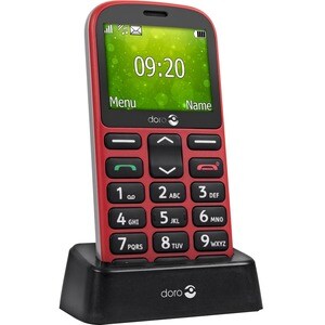 Téléphone portable standard Doro 1361 - Écran - Écran 6,1 cm (2,4") QVGA 240 x 320 - 8 Mo RAM - Rouge - Barre - 2 Support 
