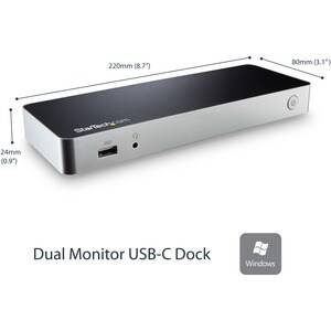 StarTech.com USB Type C Docking Station for Notebook - 100 W - Dual monitor USB C dock w/ 4x USB-A, USB-C, GbE, headset au