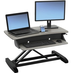 Ergotron WorkFit-Z Workstation - Holz, gemasert Rechteck, Tauben-Grau Top - 401,32 mm Table Top Length x 787,40 mm Table T