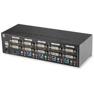StarTech.com 4 Port Dual Monitor DVI KVM Switch - Dual Screen Display Compact USB KVM Switch with USB 3.0 Hub & Audio - TA