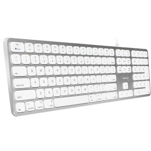 Macally Aluminum Slim USB Keyboard With 2 USB Ports For Mac - Cable Connectivity - 110 Key - Computer - Mac OS - Scissors 