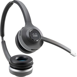 Cisco 562 Wireless Over-the-head Stereo Headset - Black/Silver - Binaural - Supra-aural - 9144 cm - DECT 6.0 - 90 Ohm - 50