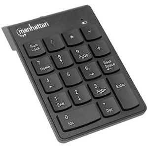 Numeric Keypad, Wireless (2.4GHz), USB-A Micro Receiver, 18 Full Size Keys, Black, Membrane Key Switches, Auto Power Manag
