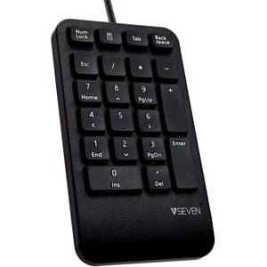 V7 Professional USB Keypad - Cable Connectivity - USB Interface - 21 Key Calculator, Esc Hot Key(s) - Windows - Black