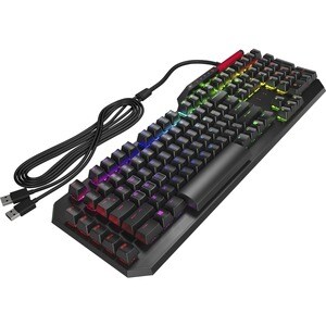 HP OMEN 游戏键盘 - 电缆 连接 - USB 接口 - 黑 - 机械 按键开关 - Macro, 开始, 暂停, 跳过, 静音, 音量控制 热键 - Windows
