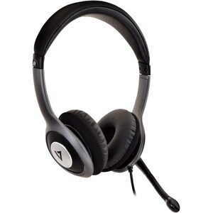 V7 Deluxe HU521-2EP Wired Over-the-head, On-ear Stereo Headset - Black, Dark, Grey - Microsoft Teams Certification - Binau