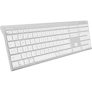 Macally Rechargeable Aluminum Quick Switch Bluetooth Keyboard For Three Devices - Wireless Connectivity - Bluetooth - 110 
