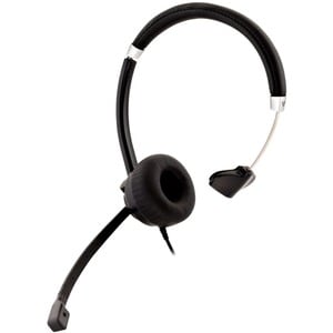 V7 Deluxe HU411 Wired Over-the-head, On-ear Mono Headset - Black, Silver - Microsoft Teams Certification - Monaural - Supr