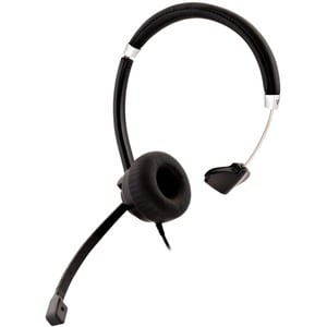 V7 Deluxe HA401 Wired Over-the-head, On-ear Mono Headset - Black, Silver - V7 Deluxe Mono Headset with Boom Mic