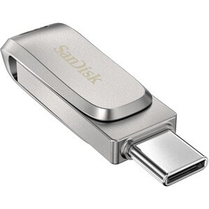 SanDisk Ultra Dual Drive Luxe 64 GB USB Type C, USB Type A Flash Drive - Stainless Steel - 150 MB/s Read Speed - 1 / Piece