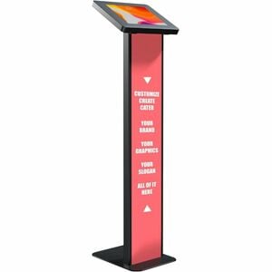 CTA Digital Customizable Premium Locking Floor Stand Kiosk with Graphic Card Slot for branding for 10.2-in iPad 7th/ 8th/ 