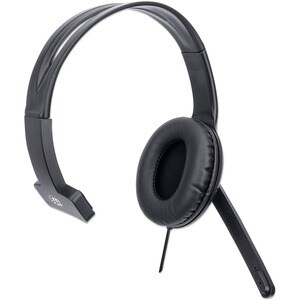 Manhattan Mono Over-Ear Headset (USB), Microphone Boom (padded), Retail Box Packaging, Adjustable Headband, In-Line Volume