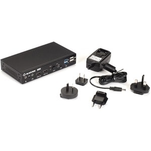 Black Box 2-Port 4K HDMI Dual-Head KVM Switch (with Audio Line In/Out and USB Hub) - 2 Computer(s) - 3840 x 2160 - 5 x USB