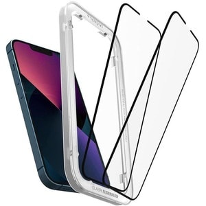 Spigen AlignMaster 9H Tempered Glass Screen Protector - Black - 2 - For 15.5 cm (6.1") LCD iPhone 14, iPhone 13 Pro, iPhon