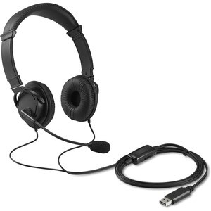 Kensington Kabel Kopfbügel Stereo Headset - Schwarz - Binaural - Geschlossen - 182,9 cm Kabel - Geräuschunterdrückung Mikr