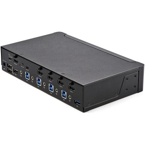 StarTech.com KVM Switch HDMI a 4 porte e monitor singolo 4K 60Hz - Switch KVM per PC desktop - 2x USB 3.0 Hub (5Gbps) -Tas